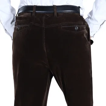

2019 autumn and winter men's thick casual pants corduroy high quality retro fashion straight pants Plus size business trousers