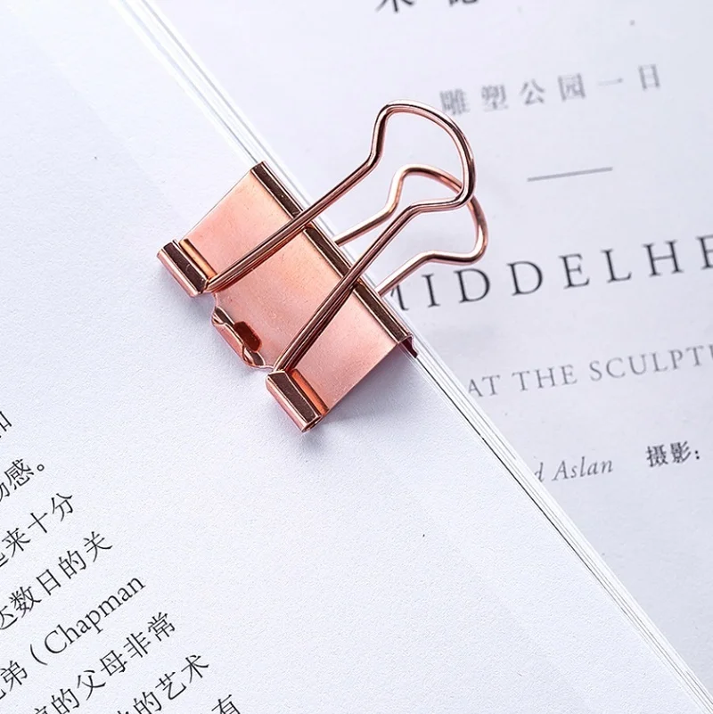 171pcs/box Multi-purpose Long Tail Clip Ticket Holder Combination Rose Gold Paper Clip Cute Thumbtack rosegold office supplies