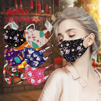 

Mascarilla 5/6pcs Adult Face Mask Fashion Christmas Cloth Mask Print Washable Reusable Mask Mouth Caps Washable Navidad