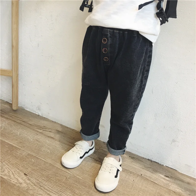 Childrenswear Autumn Crawler Children Cotton Jeans Men And Women Children Three Buckles Korean-style Cowboy Fashion Pants