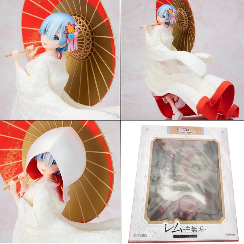 

11inch Anime Re : Life in a Different World From Zero Rem Remu White Kimono Bride Action Figure Model Toy