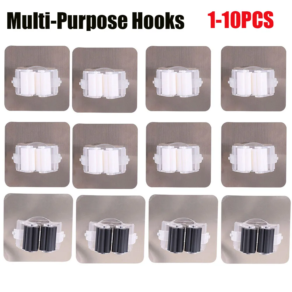 Multi-Purpose Hooks Mop Holder Wall Mounted Organizer,Brush Broom Hanger Hook Kitchen Bathroom Waterproof Wall Hook Self-Adhesiv