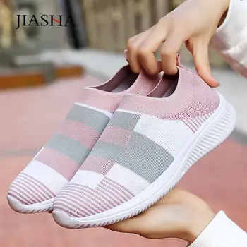 

Casual shoes woman basic flats loafers 2020 slip-on mixed color flats ladies shoes breathable mesh summer sneakers women shoes