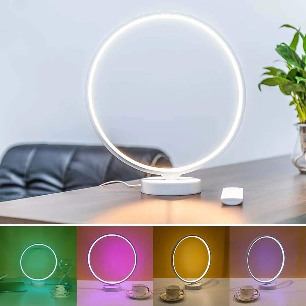 

RGB Dimmable Bedside Circle Lamp Table Desktop Bedroom Nightstand Light 6 Lighting Modes WWO66