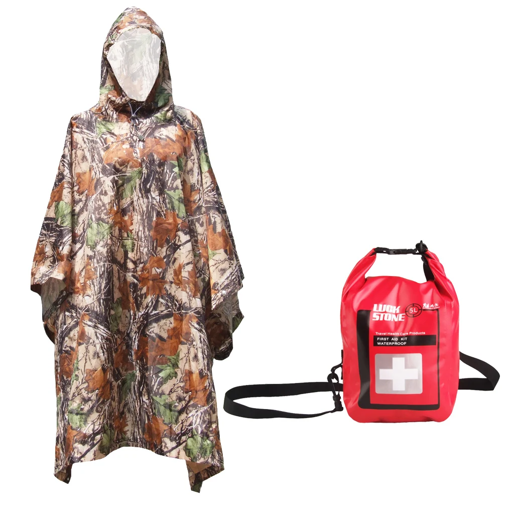 

5 Liter Waterproof Bag, Dry Bag, Outdoor First Aid Drug Bag + Absolutely Waterproof Raincoat Rain Cover Poncho