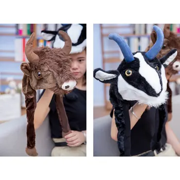 

Plush Animal Critter Cap Soft Warm Winter Headwear Fun Cute Beanie Hat Cartoon Animals Shape Polyester Fleece Lining Hat for Kid