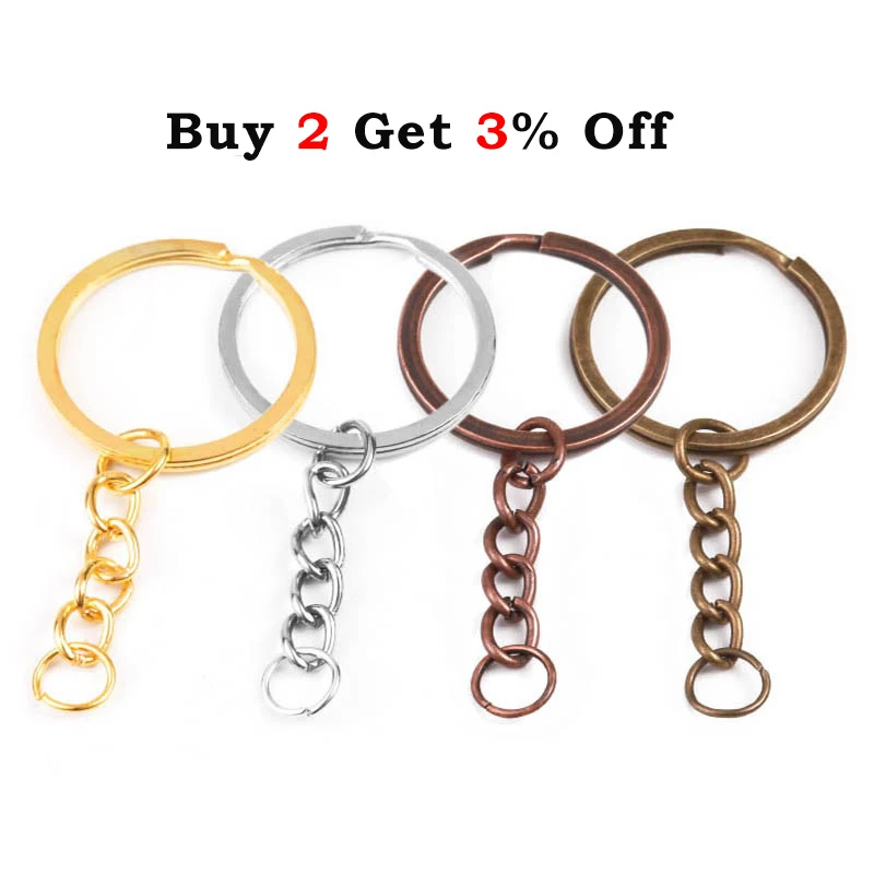 5-20pcs/lot Key Chain Key Ring keychain Bronze Rhodium Gold 28mm Long Round Split Keyrings Keychain Jewelry Making Wholesale DIY