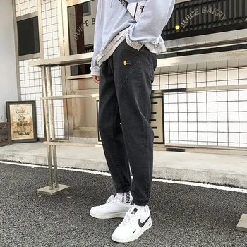 

Thicken Big Code Fat Boy Trend Loose Black Feet Beam Foot Men's Cowboy Trousers