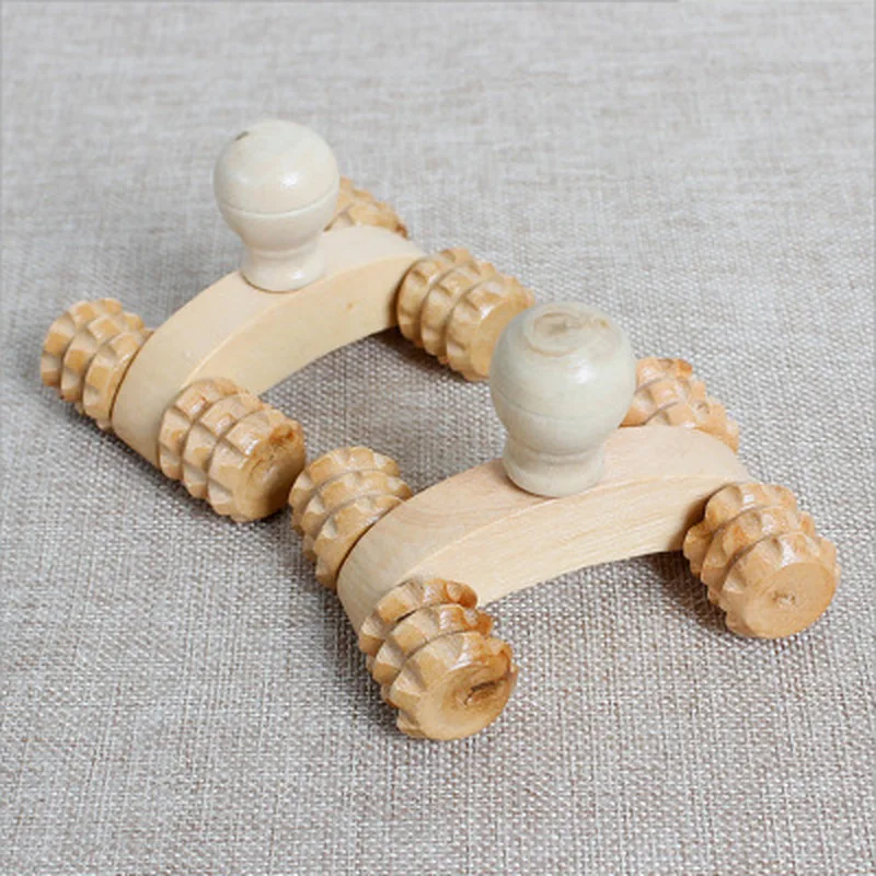 

Solid Wood Full-body 4 Wheels Wooden Car Roller Relaxing Hand Massage Tool Reflexology Face Hand Foot Back Body Therapy Massage