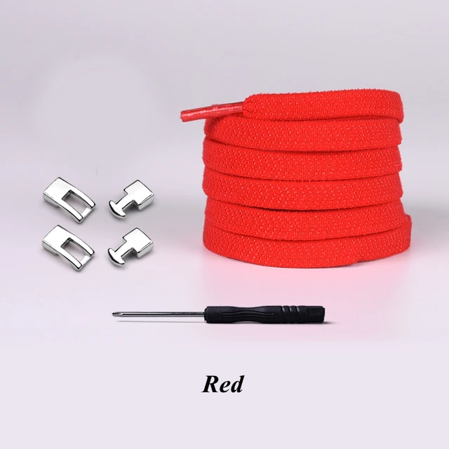 Elastic Cross buckle ShoeLaces New 1 Second Quick No Tie Shoe laces Kids Adult Unisex Sneakers Shoelace Lazy Laces Strings Red