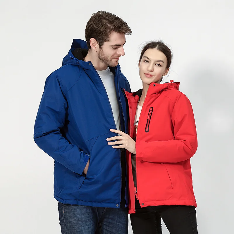 Couples USB Heated Jacket Men Waterproof Jacket Men Down Cotton Hiking Jacket Winter Thermal Plus Size Heated Clothing