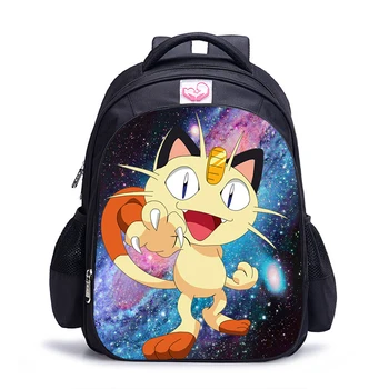 

16 Inch Pokemon Meowth Children School Bags Orthopedic Backpack Kids School Boys Girls Mochila Infantil Catoon Bags