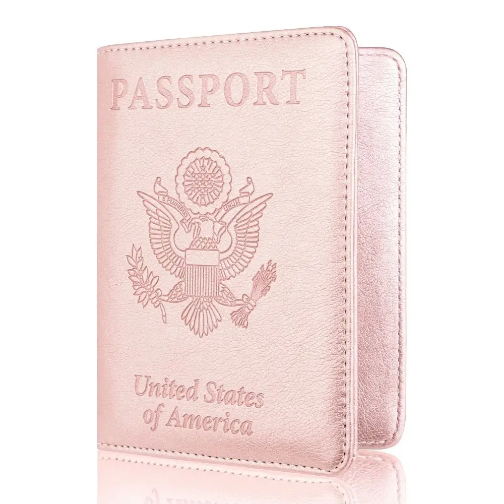Wallet Women Leather Credit Card Holder RFID Passport Holder Protector Wallet Business Card Passport Cover Black Blocking