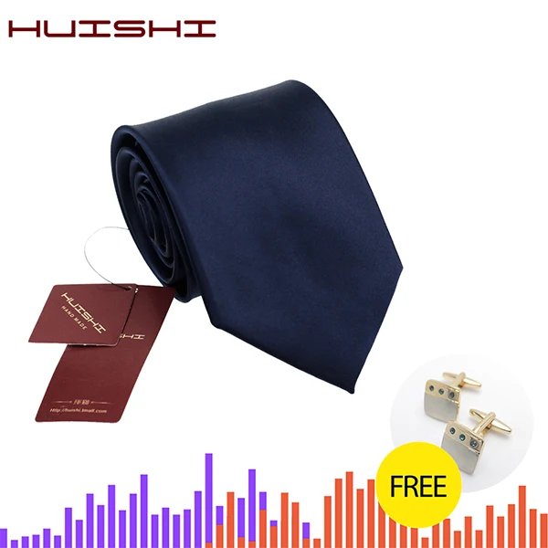 TP1-CL077 HUISHI Новое поступление классический мужской галстук 8 см с запонками подарок формальный галстук сплошной черный красный синий водонепроницаемый галстук для бизнеса - Цвет: TP1-CL077