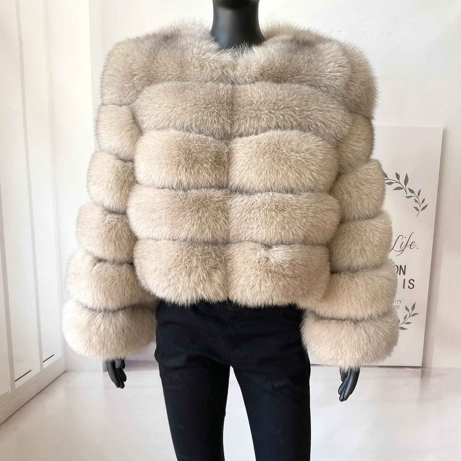 여성용 슈퍼 패션 진짜 모피 코트, 푹신한 천연 여우 모피 겉옷, 전체 소매 럭셔리 버블 모피 재킷, 슈퍼 인기 겨울
