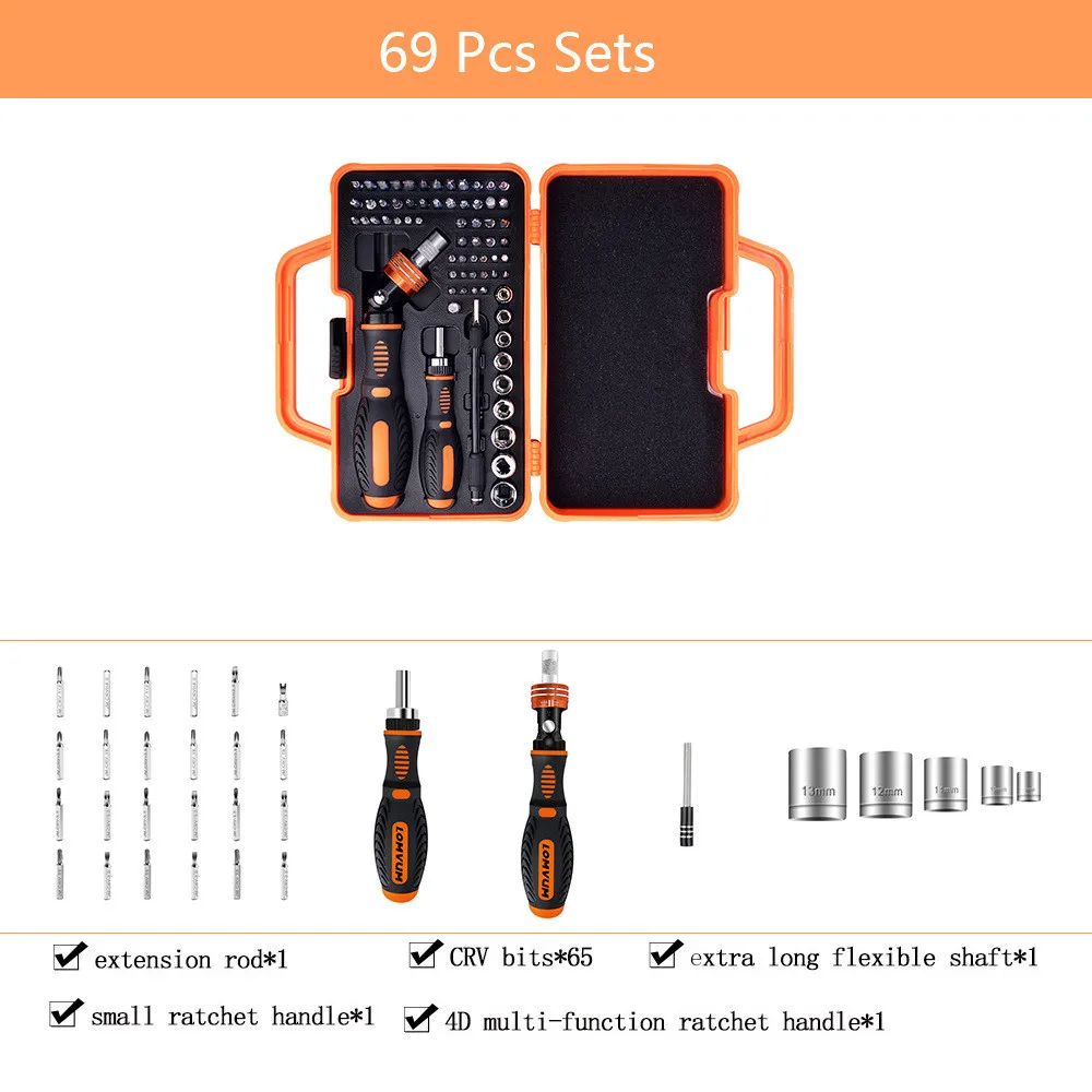 69pcs set LOMVUM набор ручных инструментов бытовой инструмент для ремонта мобильных телефонов Набор инструментов чехол прецизионный Мини магнитный Набор отверток - Цвет: 69pcs set