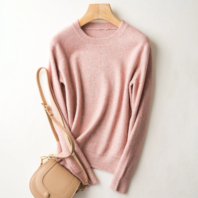 Hot Sale With SEQUINS Sweaters Women 100% Wool