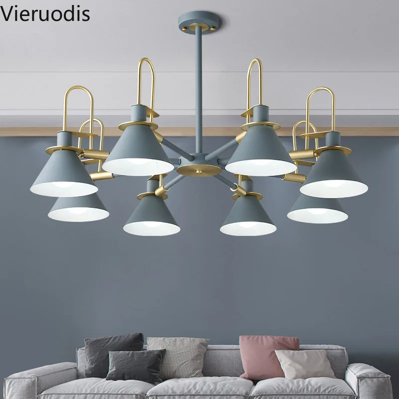 Modern Led Chandelier Nordic Macaron Iron Art Lighting for Living Room Bedroom Restaurant Ceiling Fixtures | Лампы и освещение