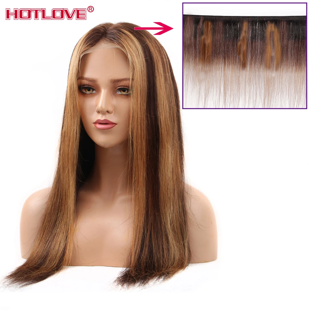 Straight Hair Lace Front Human Hair Wigs For Black Woman Brazilian Highlight Ombre Color Hair 13x4 Lace Front Wig Baby Hair Remy