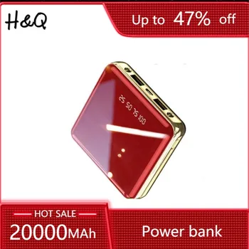 ミニ電源銀行20000 2200mahの小型大容量ポータブル充電器2 usbミラースクリーン外部スマート携帯電話