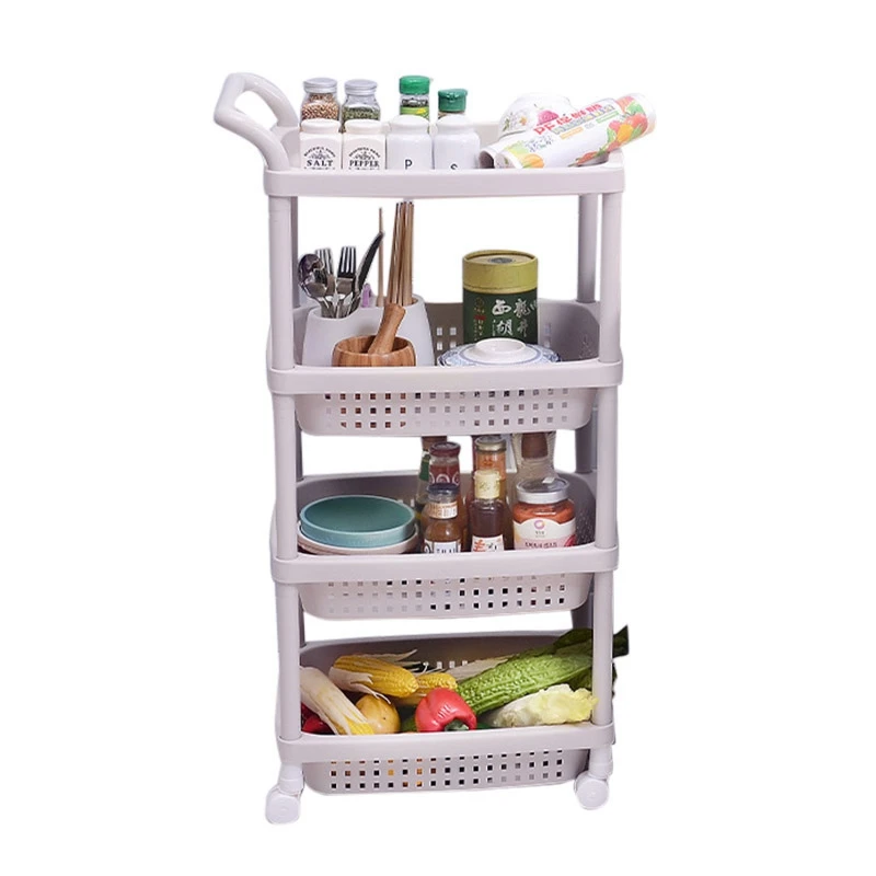

New Kitchen Storage Rack Slide Trolley Rack Narrow Space Kitchen Storage Holder Storage Organizer Shelf with Wheels 4 Layers