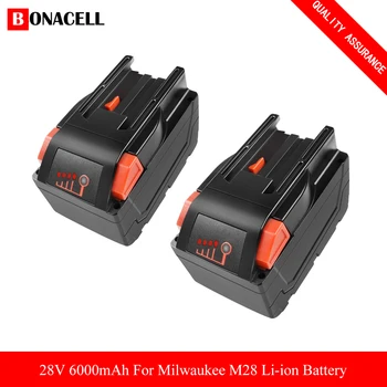 

bonacell 28V 6.0Ah For Milwaukee M28 battery Li-Ion Replacement Battery For Milwaukee 28V M28 48-11-2830 0730-20 Tool L70