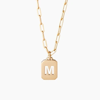 

Temperament geometry M letter square brand pendant simple personality small number European and American stacked Necklace