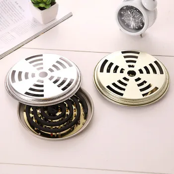 

5PCS/lot Metal Mosquito Coil Incense Fire Box Tray Holder with Supporting Nail Teeth And Hollow Lid