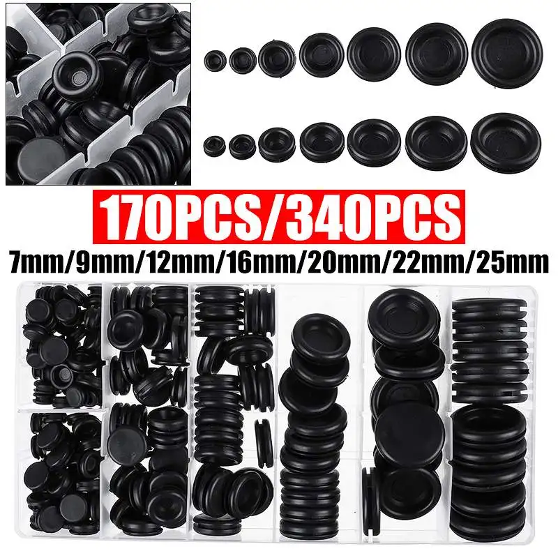 170 pcs Rubber Grommet Firewall Hole Plug Electrical Wire Gasket Assortment Set