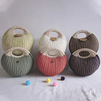 

New Style Women Bag Fashion Personality Handmade Bag Solid Color Hollow Out Casual Concise Handbag