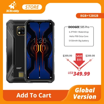Перейти на Алиэкспресс и купить IP68/IP69K DOOGEE S95 Pro Helio P90 Восьмиядерный 8 Гб 128 ГБ модульный прочный мобильный телефон 6,3 дюйма дисплей 5150 мАч 48MP Cam Android 9
