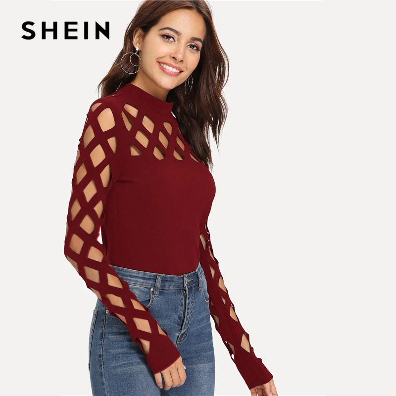 SHEIN, уличная одежда, вечерние, элегантные, сексуальные, рабочая одежда, квадратный вырез, на плечах, облегающая, осенняя, женская, офисная, женская футболка, Топ