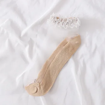 

Summer new lace lace shallow mouth socks female thin section gray