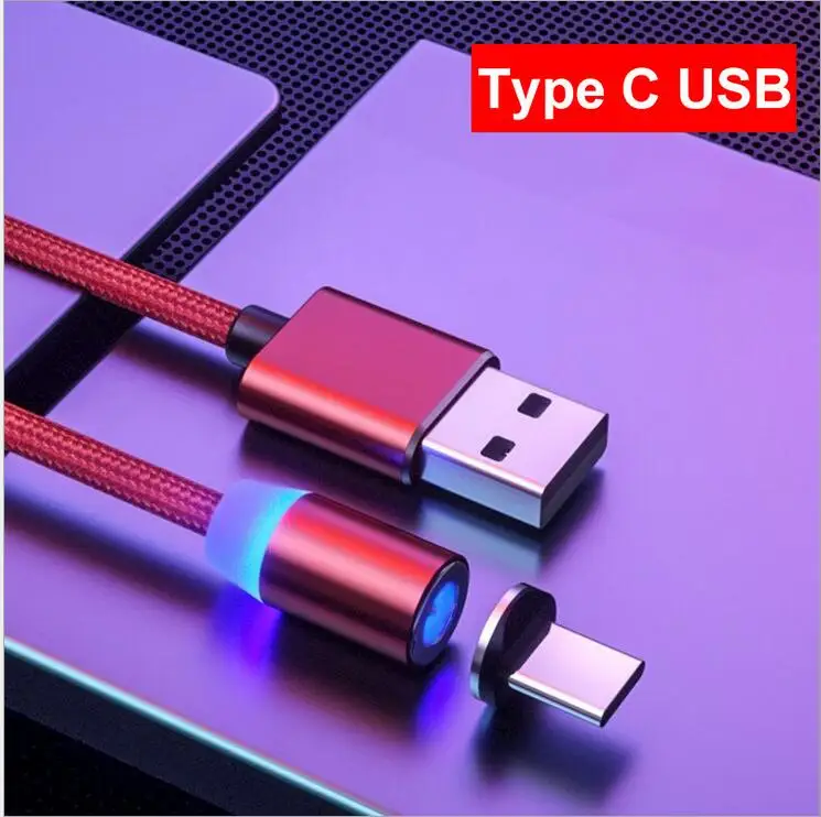 Магнитное зарядное устройство Micro USB кабель для Xiaomi huawei Android мобильный телефон магнит Microusb кабель для передачи данных провод Быстрая зарядка шнур для передачи данных - Цвет: type c USB red