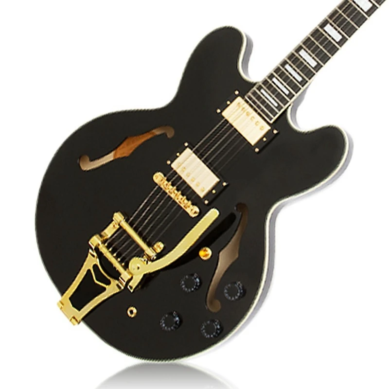 Золотой тремоло вибрато мост хвостовой полый корпус Archtop для Les Paul гитары