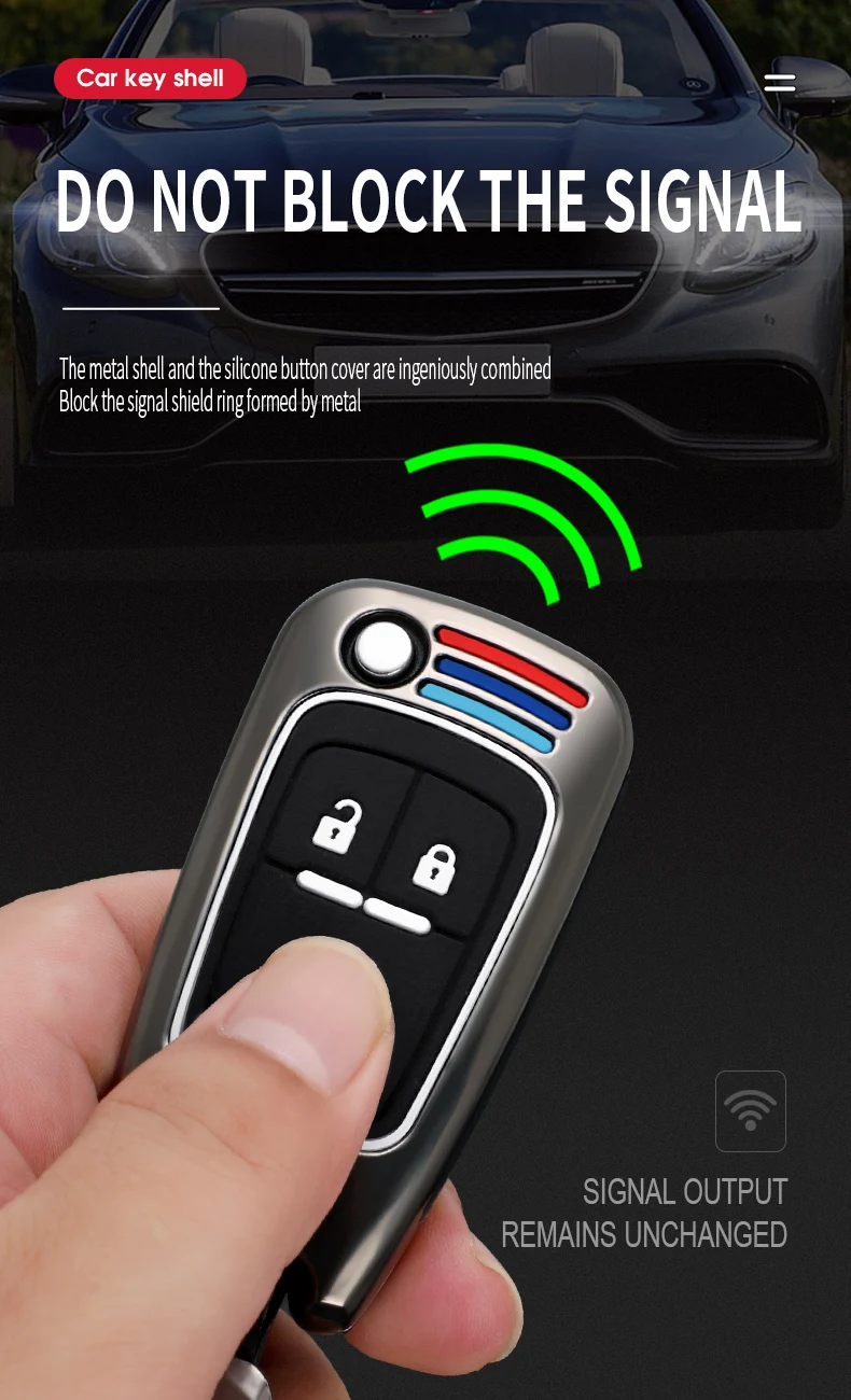 Custodia in lega di zinco per auto custodia per telecomando portachiavi per Chevrolet Cruze Malibu Camaro Impala Equinox Trax GMC Buick Chevy - Hf2d2cd933e454ed0a9ec24aa90a423f8q