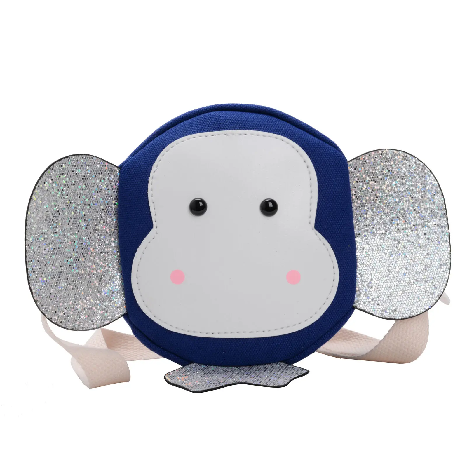 Blue Cute Children Monkey Shape Messenger Bags Shoulder Bags Toddler's Handbags Cartoon Handbags Kids Girls Boys Mini Crossbody Bag - Color: Blue