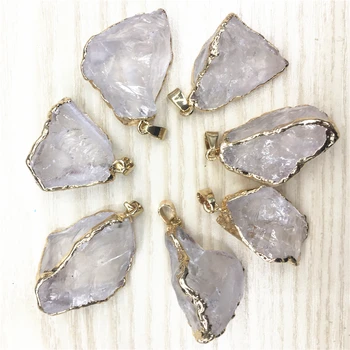 

Hot Irregular Real Natural White Clear Crystal Stone Reiki Healing Pendant Necklace Pendulum Fit Jwelry Making for Women