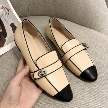 

2020 News Shoes Woman Slip On Single Zapatos De Mujer Mixed Colors Falts Woman Pointed Toe Buckle Loafers Concise Ladies Shoes