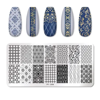 

PICT YOU Nail Stamping Plates Texture Series Nail Art Image Plate Stainless Steel Nail Design Stamp Stencil Tools PY-J038
