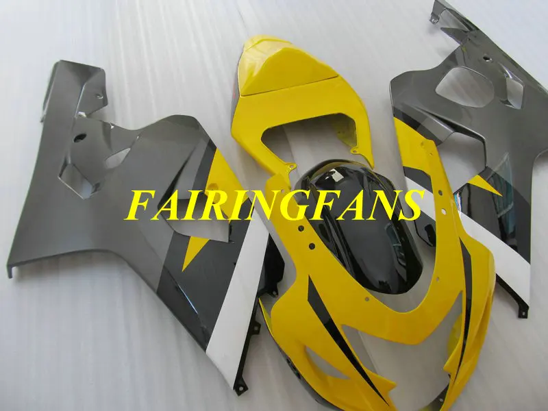 Мотоцикл обтекателя тела для GSXR600 750 K4 04 05 R 600 GSXR750 2004 2005 желто-черные Обтекатели Кузов+ подарки SE47