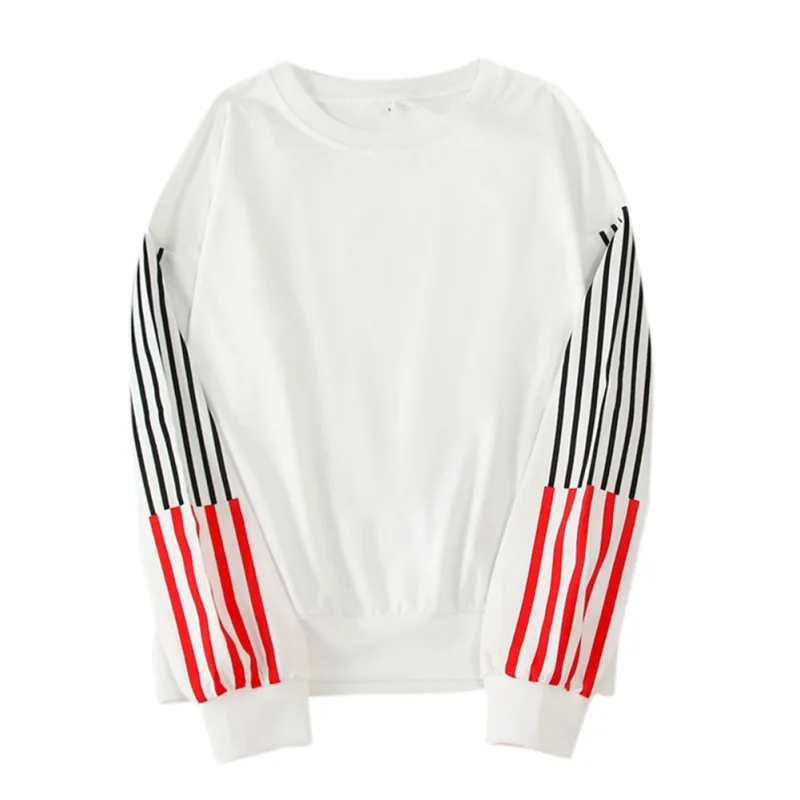 

Spring Autumn New Vintage Sense Side Stripes Hit Color Long-sleeved Clothes Women