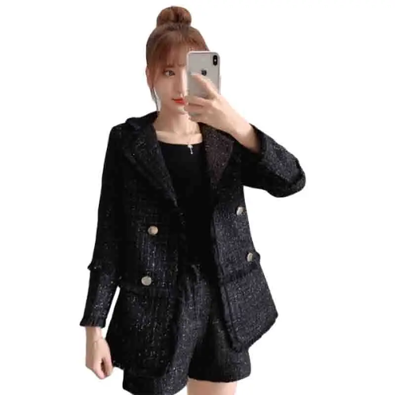 Высококачественное Роскошное дизайнерское черное твидовое пальто для подиума Женская осенне-зимняя куртка элегантная верхняя одежда женские пальто и куртка