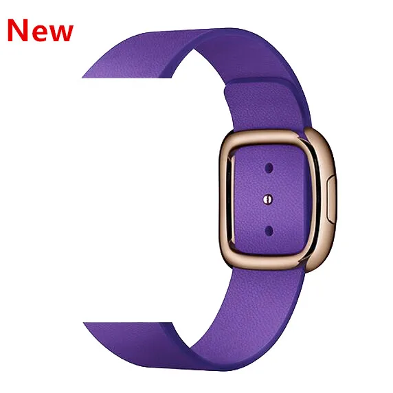 Aubergine Ремешок для apple watch ремешок 44 мм 40 мм apple watch 5 4 3 2 1 iwatch ремешок 42 мм 38 мм Натуральная кожа Современная Пряжка браслет ремень - Цвет ремешка: Aubergine