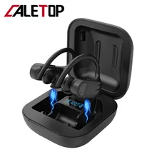 Caletop Bluetooth 5,0, Беспроводные спортивные наушники, ушные крючки, водонепроницаемые наушники со светодиодным дисплеем, спортивные наушники PK Q62 Q32