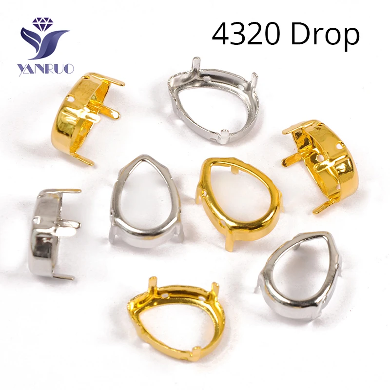 

Блестящие высокие шипы для шитья YANRUO 4320, золотистые, серебристые, с закрепкой в виде когтей, стразы, слеза, аксессуары для рукоделия