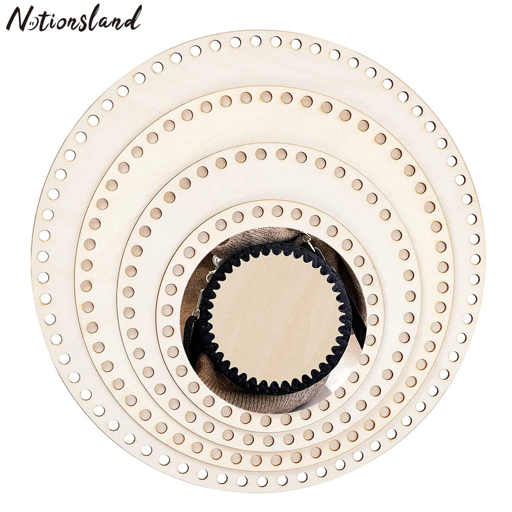 

3/5 Sizes Natural Wooden Basket Bottom Wooden Crochet Basket Wood Base for DIY Basket Weaving Crochet Supplies Decoration