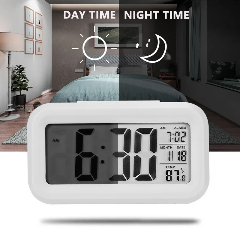 Alarm Clock LED Digital Alarm Clock Large Display with Calendar for Home Office Travel 135x75x45mm 1Pcs