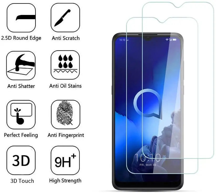 

Screen Protector Phone Cover Front Film For ALCATEL 3X 2019 2020 Glass Tempered 6.22" Clear & Transparent Protective 3 X 2020