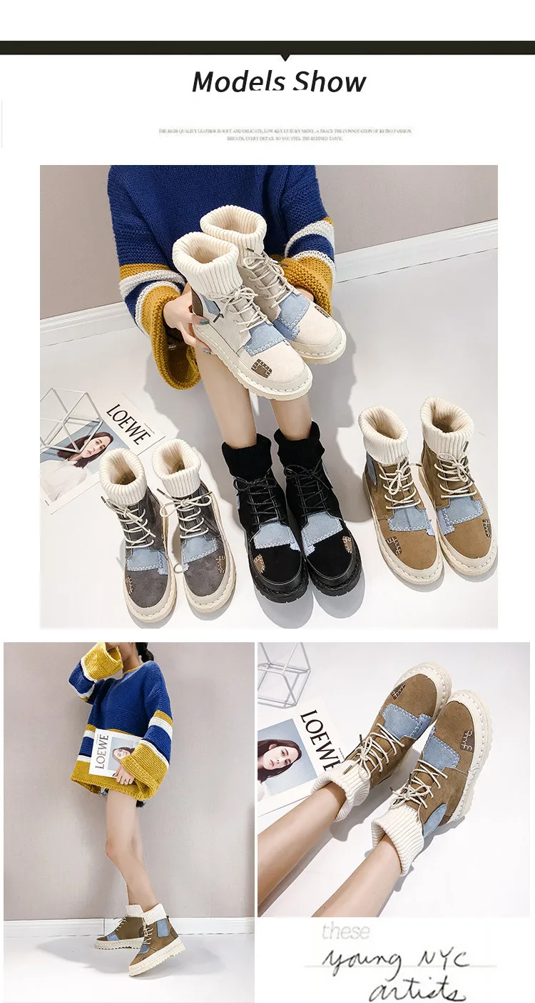 Зимние ботинки; модные женские ботинки; botas mujer invierno; коллекция года; ботильоны на платформе со шнуровкой; Повседневная обувь; женская нашивка для работы; Zapatos De Mujer